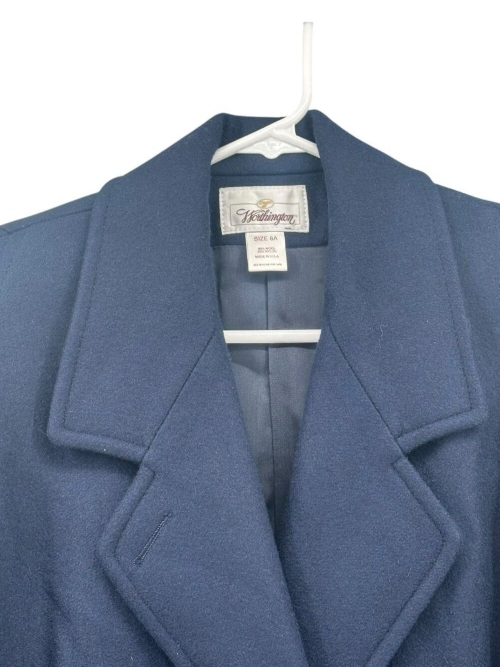 Worthington Size 8A Blue Knee Length Coat Wool Blend Lined - Picture 3 of 13